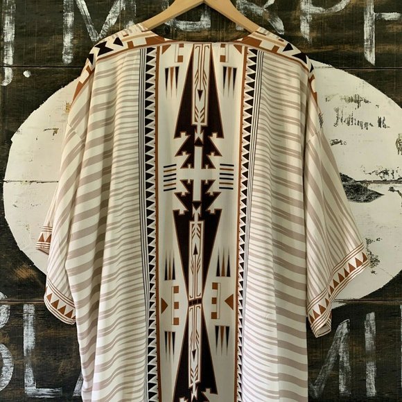 New Boho Western Kimono Maxi Long Duster Folk Cardigan - Picture 3 of 5